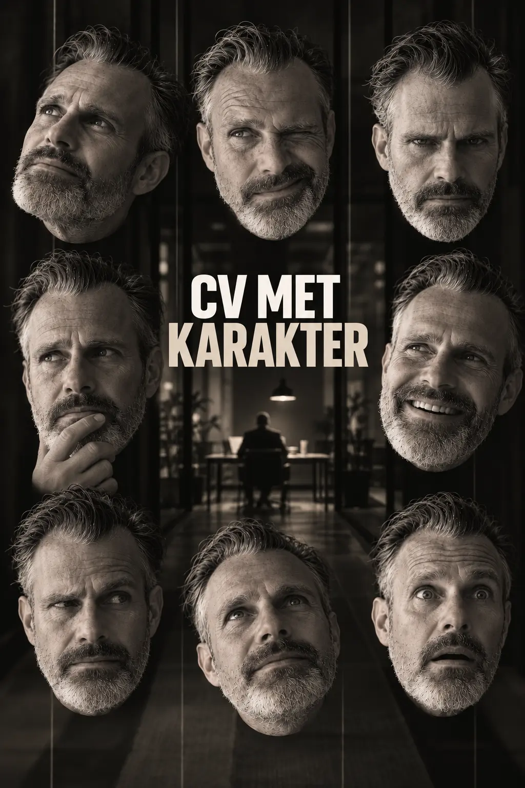 CV met karakter - verschillende gezichtsuitdrukkingen verbeelden het karakter achter een CV